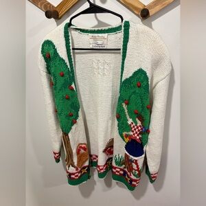 Vintage Women's Sweater with Tree and Apple Design